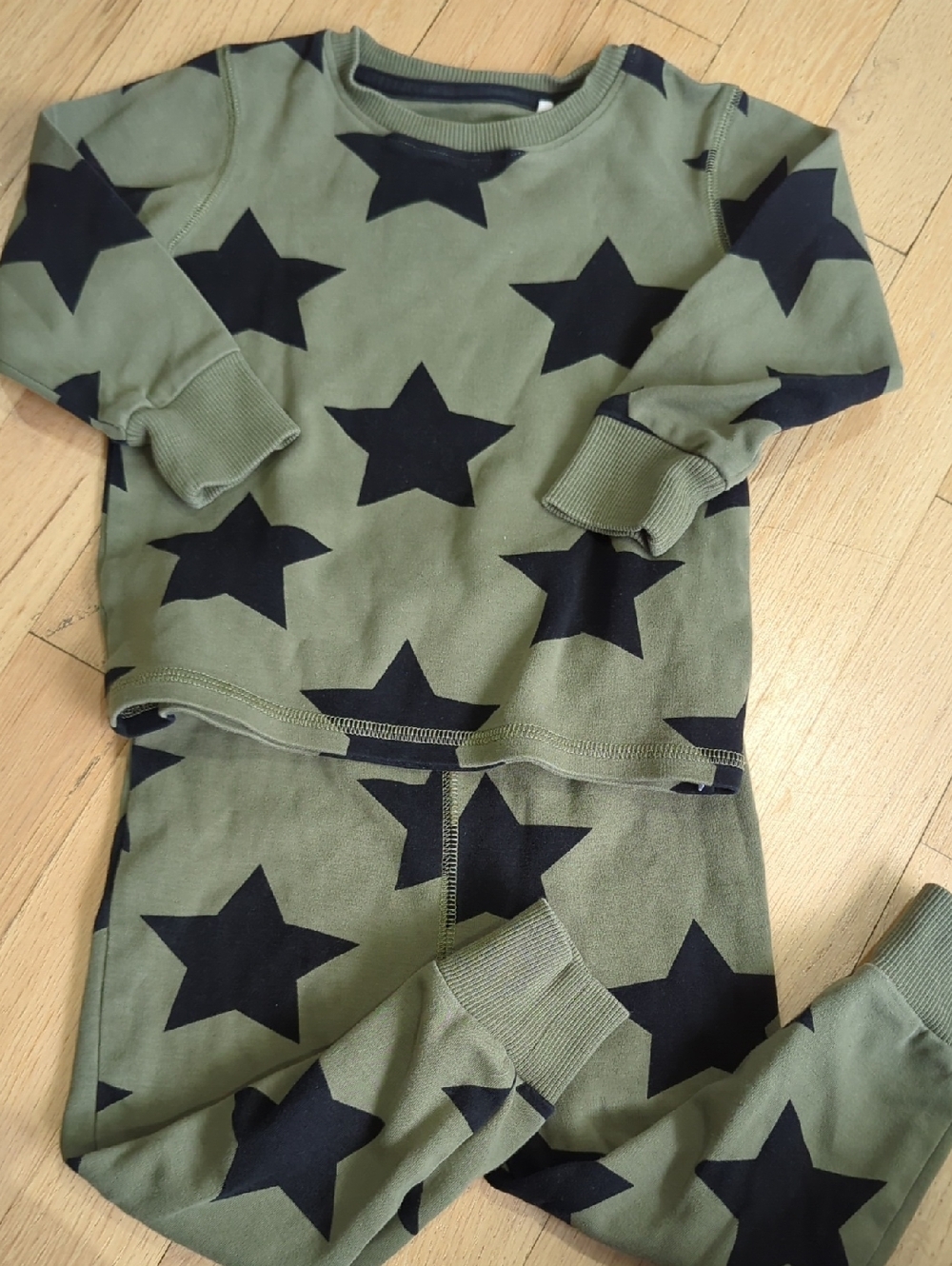 Next Olive Green Star Print Kids Sweatshirt & Pants Set